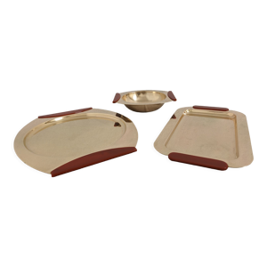 Plateaux et coupe en laiton et