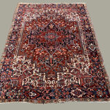 Antique heriz rug 353x263 cm wool oriental hand made carpet red, brown, blue