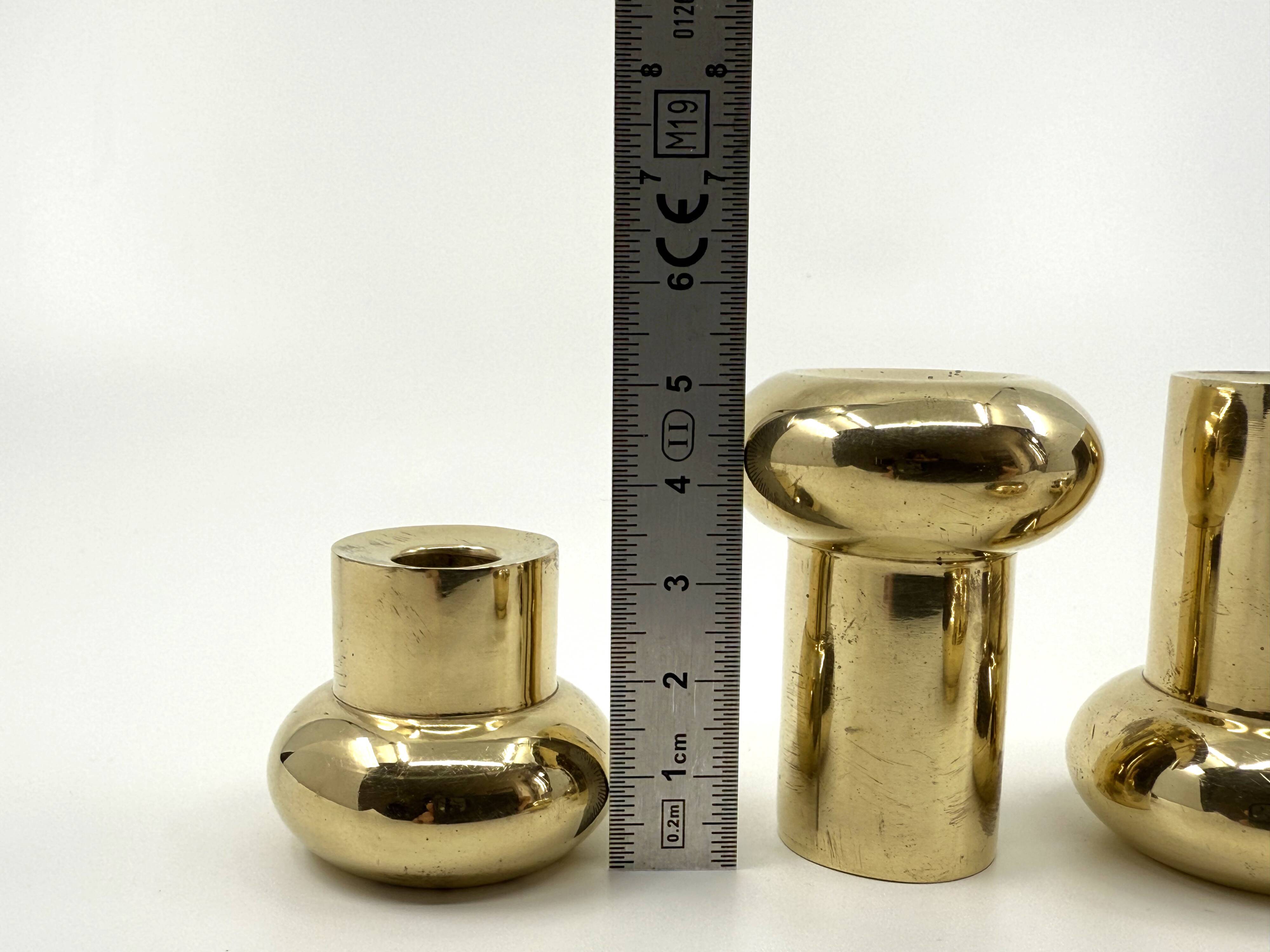 6 small brass candlesticks • Landskrona Mässing • Sweden • Circa 1978