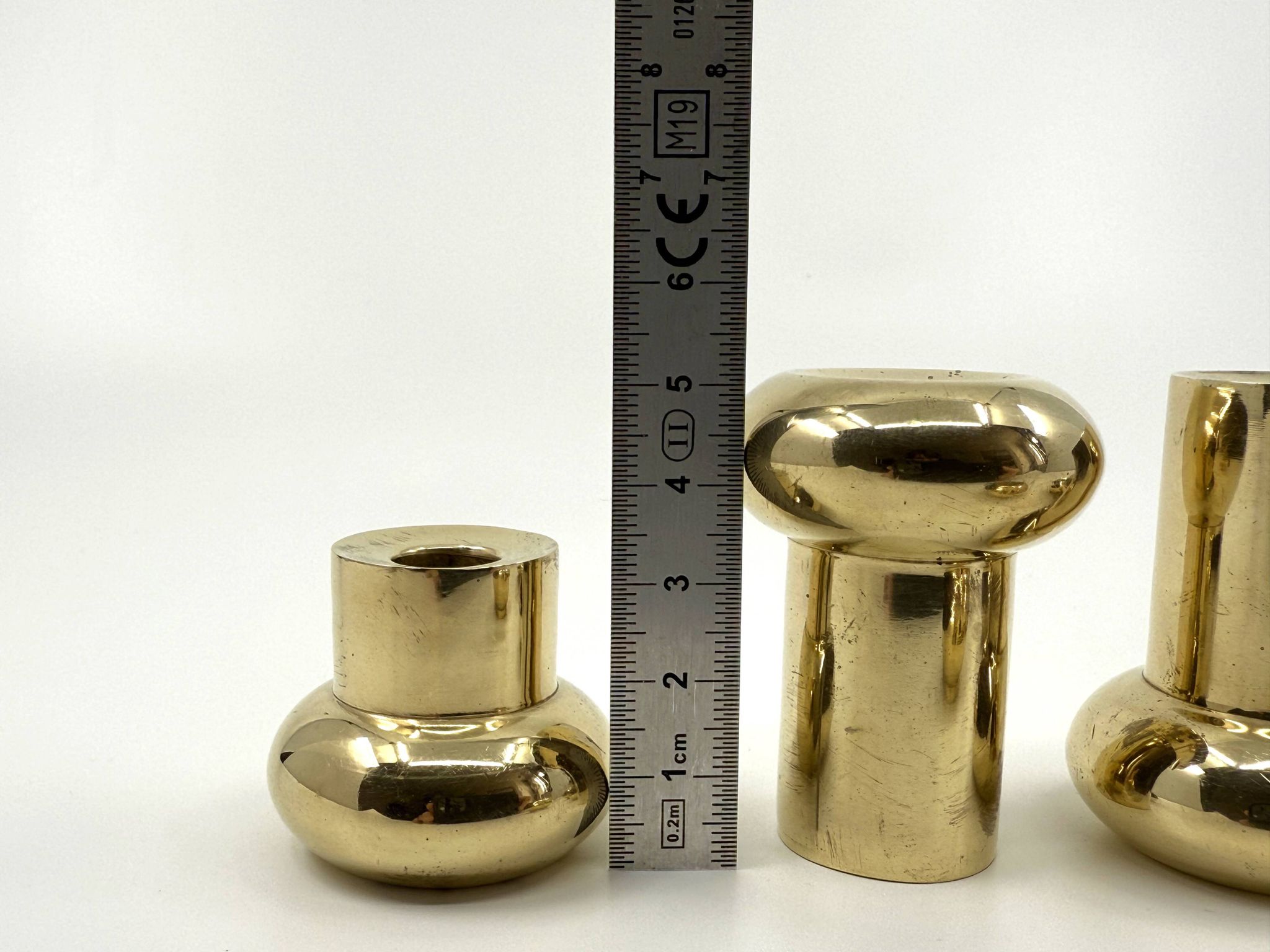 6 small brass candlesticks • Landskrona Mässing • Sweden • Circa 1978