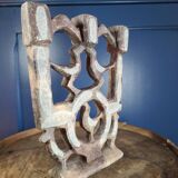 Old candlestick with 3 branches in cut stone with fine engravings.