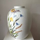 Ceramic vase with hand-painted wildflowers by Lars Thorén for Rörstrand, 1960s