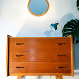 1970 mirror, rattan frame