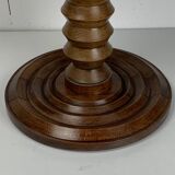 French Brutalist Wood Turned Wine Press Side Table in the style of Charles Dudouyt, France, 1940s