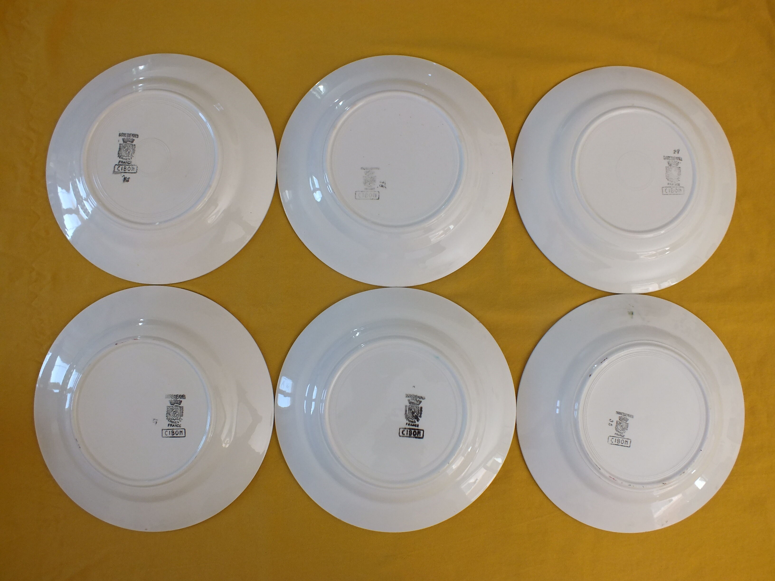 6 flat plates vintage Digoin Sarreguemines model Cibon Lot 3