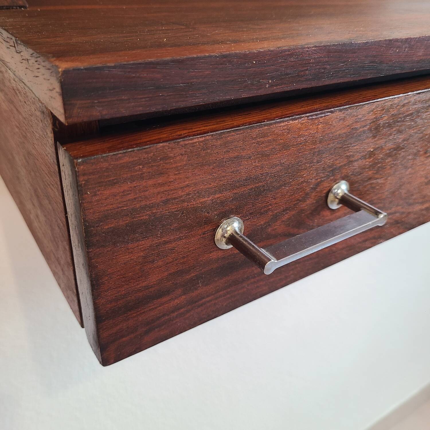 Vintage Scandinavian teak rosewood mirror from the 1970s