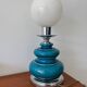 Vintage turquoise blue crackled glazed ceramic lamp – base ch