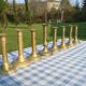 Set of 8 antique brass chandeliers