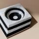 Cendrier vintage en marbre - illusion d’optique rayée noir et blanc - Art déco Italie années 1930