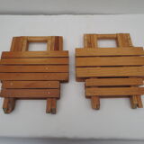 Set of 2 folding stools for children, wooden
