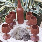 Scandinavian bottle and teak glass service