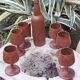 Scandinavian bottle and teak glass service