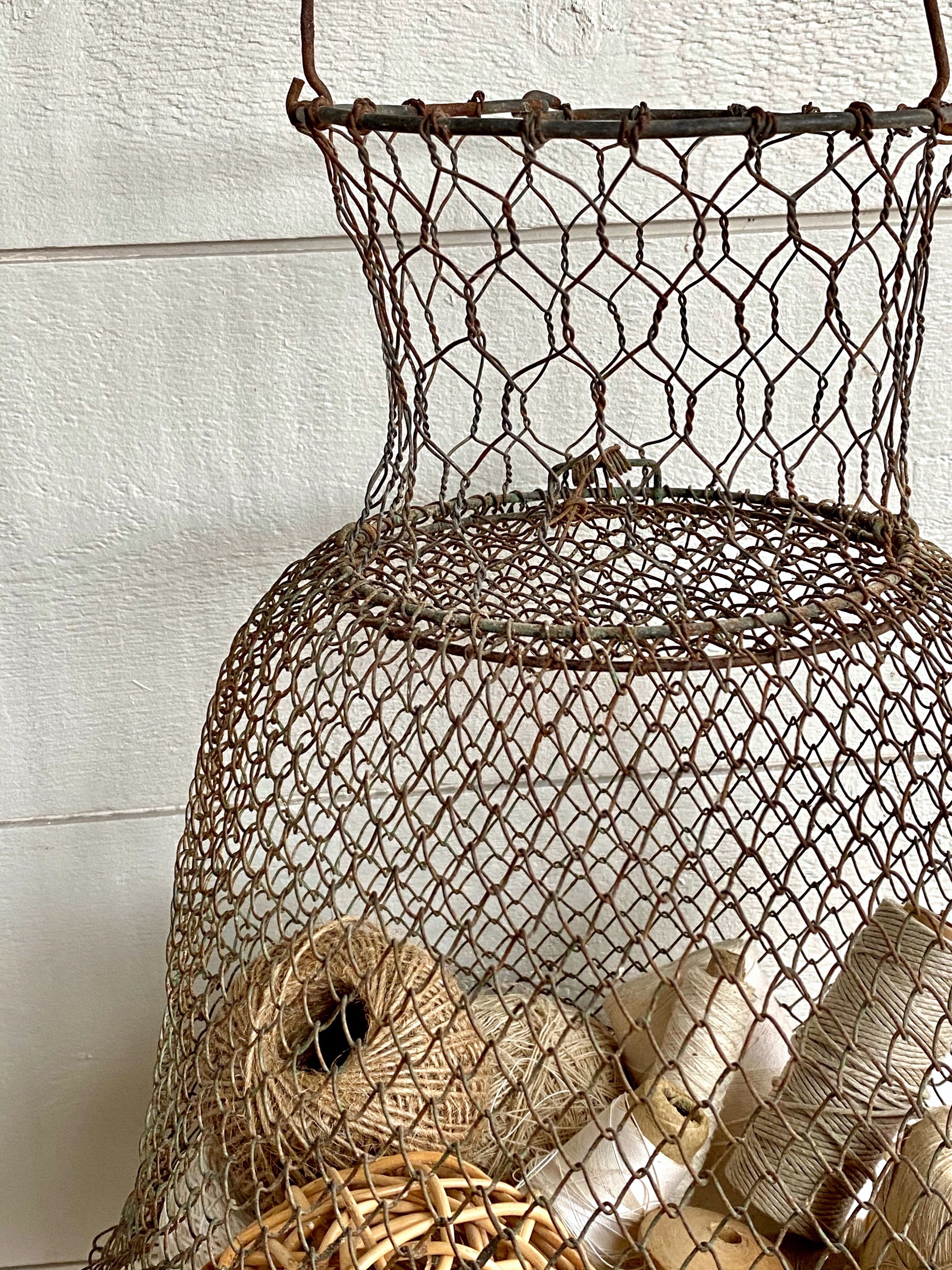 ANTIQUE FISHING CREEL WICKER BASKET ANCIEN PANIER PECHE A