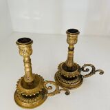 Pair of gilded brass candlesticks