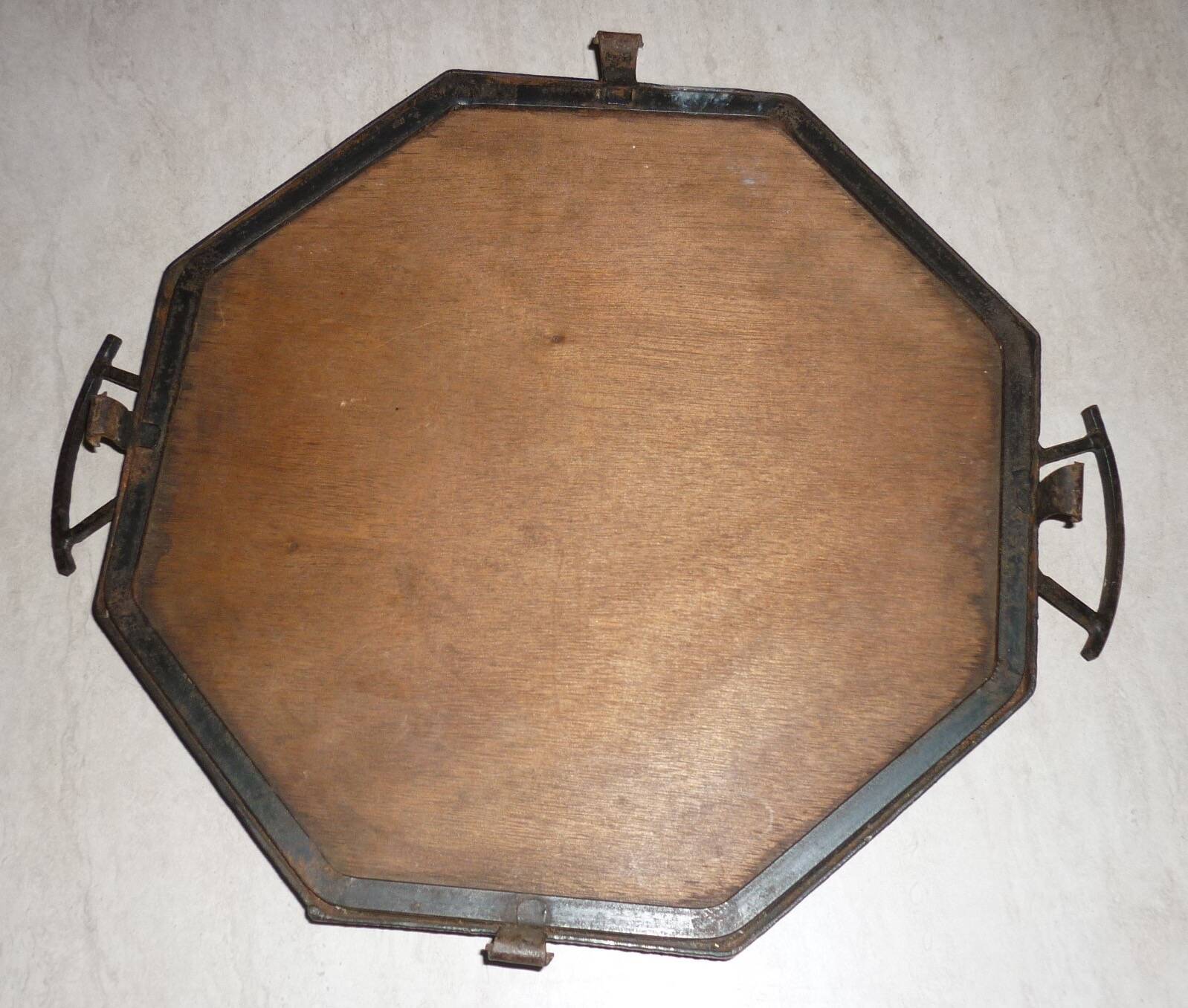 Art Deco hammered iron plateau or centrepiece table signed Germonde.