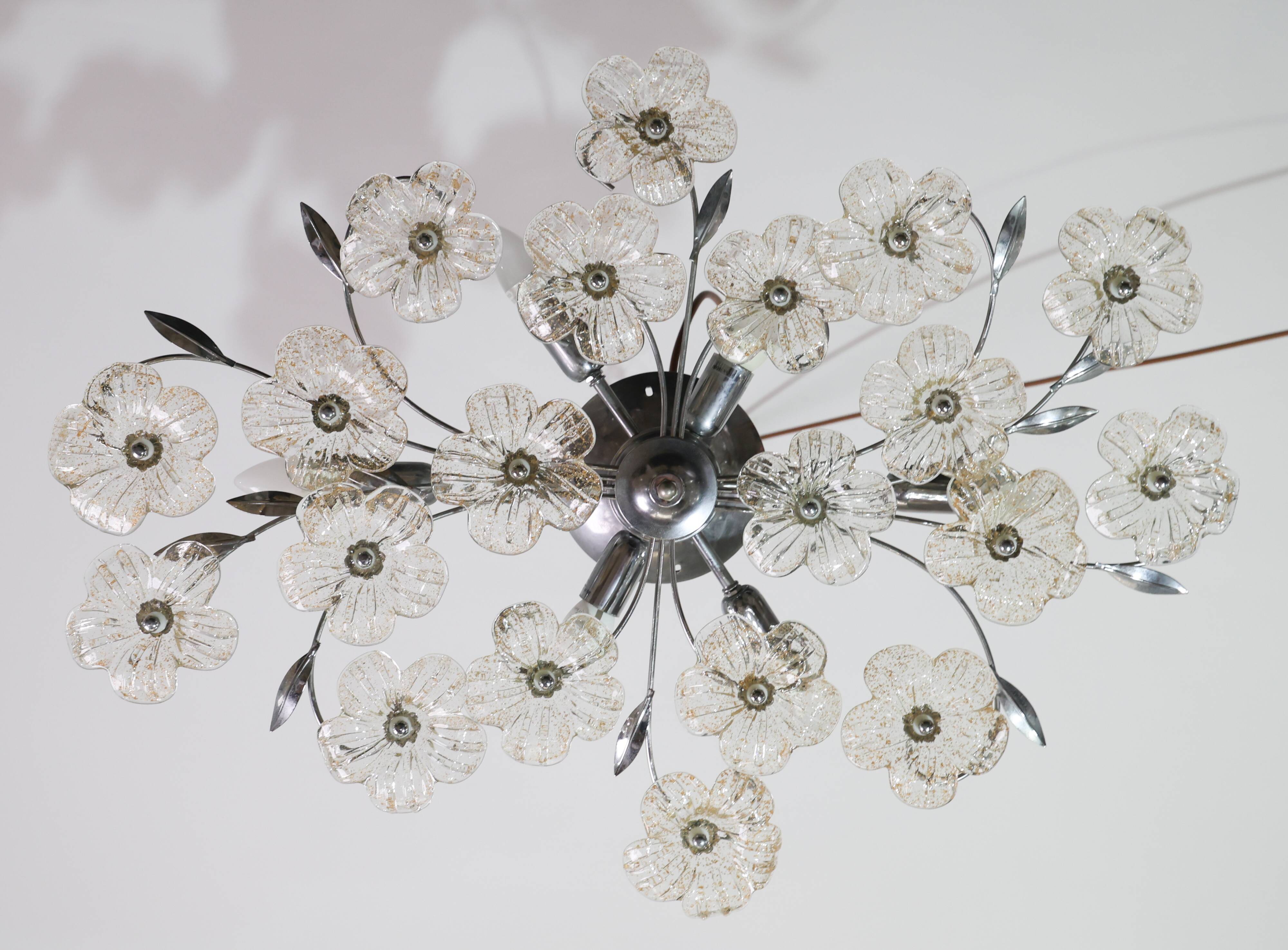 Large Size Gold and Transparent Murano Glass Wall light or Ceiling Light Fl