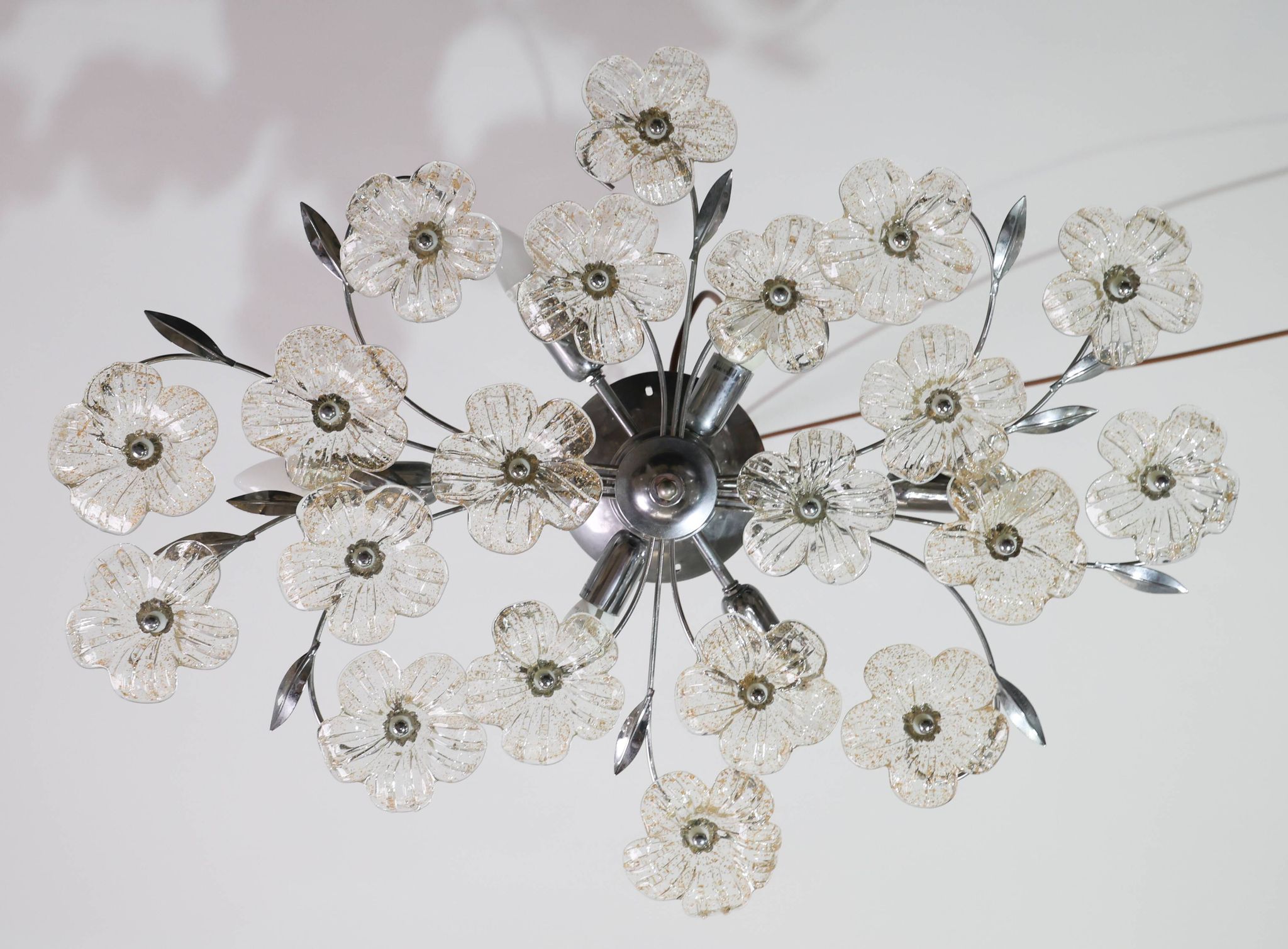 Large Size Gold and Transparent Murano Glass Wall light or Ceiling Light Fl
