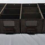 Set of 4 gray industrial drawer lockers from the 60s