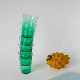 Lot de 6 verres en verre vert 1970