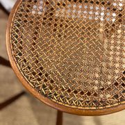 Set of 4 vintage Fischel bistro chairs in curved wood and cane