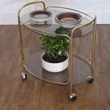Brass and glass rolling trolley 1970