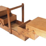 Golden oak sewing cart
