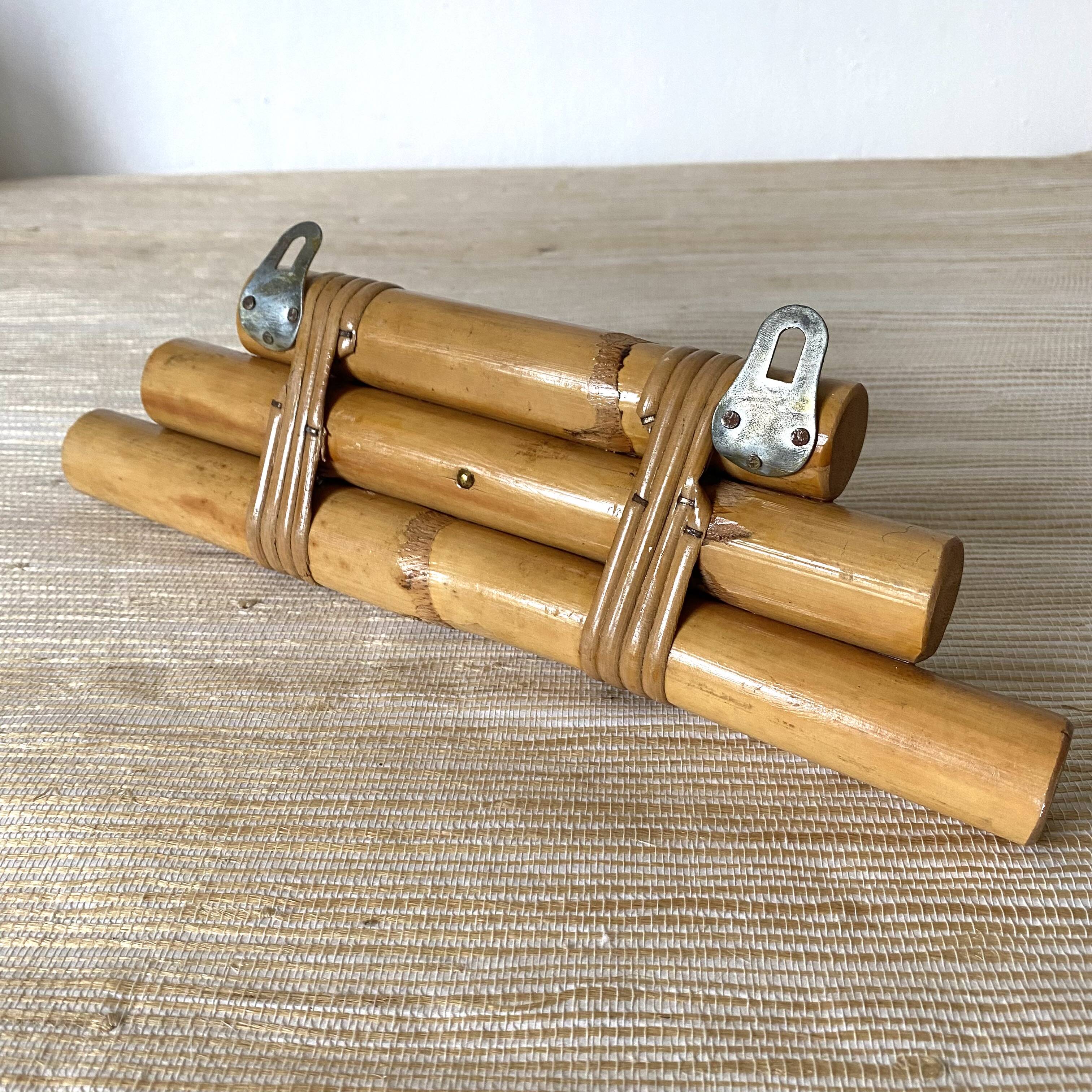 Vintage rattan coat rack a hook