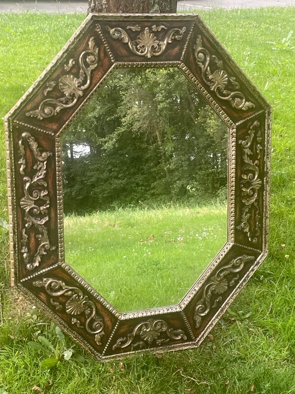 Grand miroir hoctogonale conception création artisanale décoration