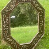 Large octagonal mirror design handcrafted creation decoration