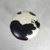 Bamboo bar stool with leatherette seat in cow print, 1950s