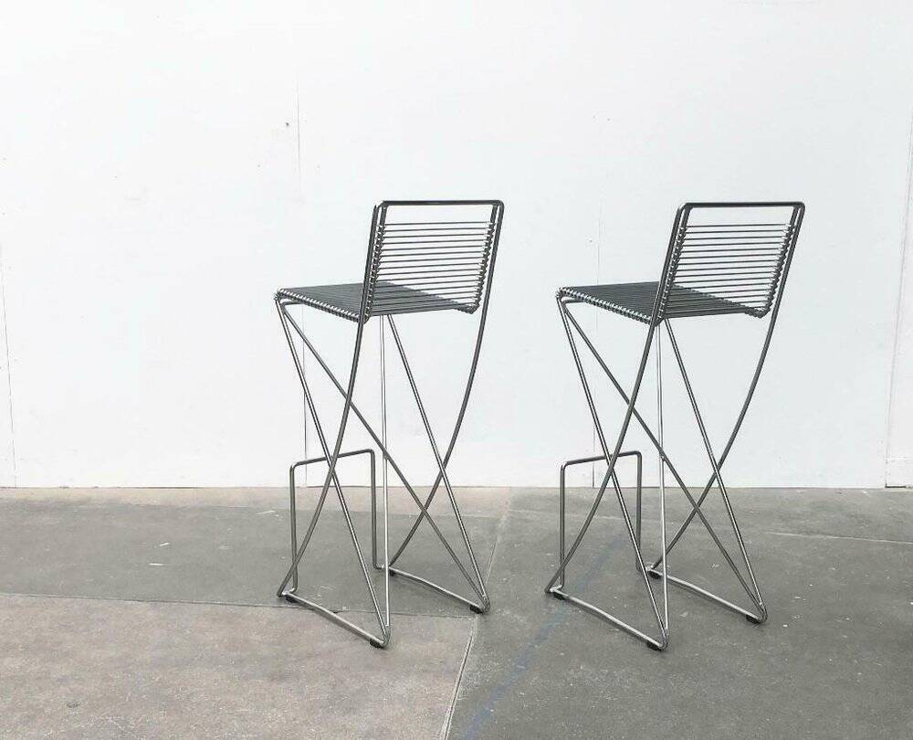 Postmodern German Kreuzschwinger bar stool by Till Behrens for Meyer Stahlmöbel, 1980s.