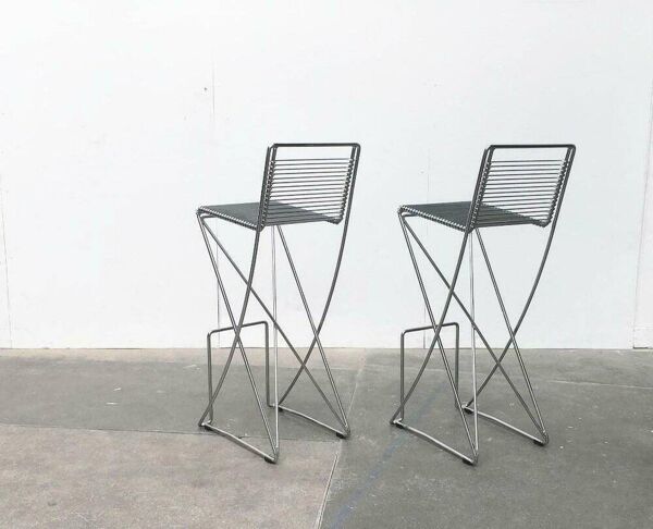 Tabouret de bar postmoderne Kreuzschwinger par Till Behrens pour Meyer Stahlmöbel, Allemagne années 1980