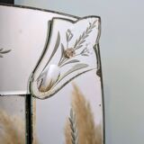 Large antique Venetian mirror – Murano flowers and engravings – 123 x 75 cm