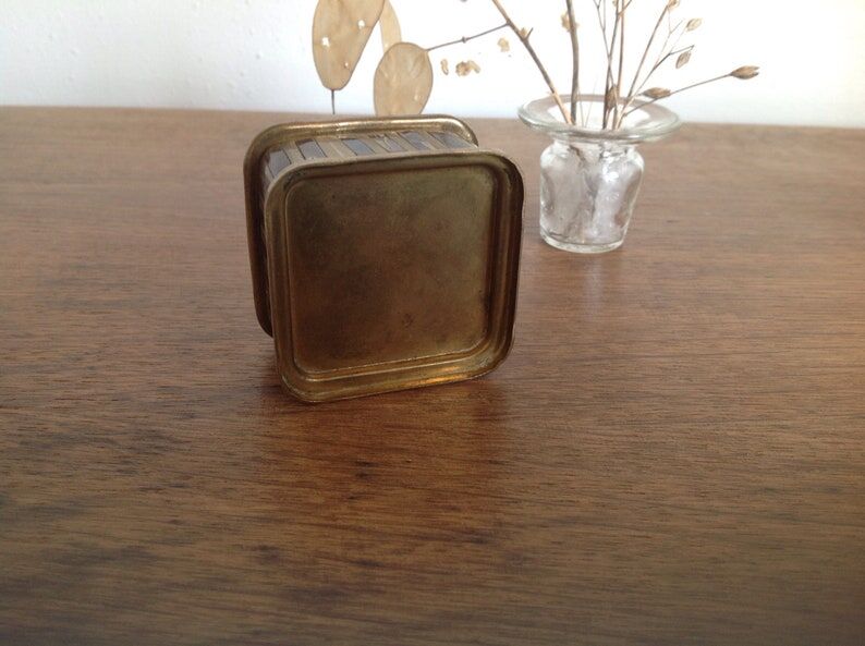 Vintage brass mother-of-pearl box