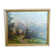 Oil on panel painting, signed K. Vukovic mountain landscape and chalet