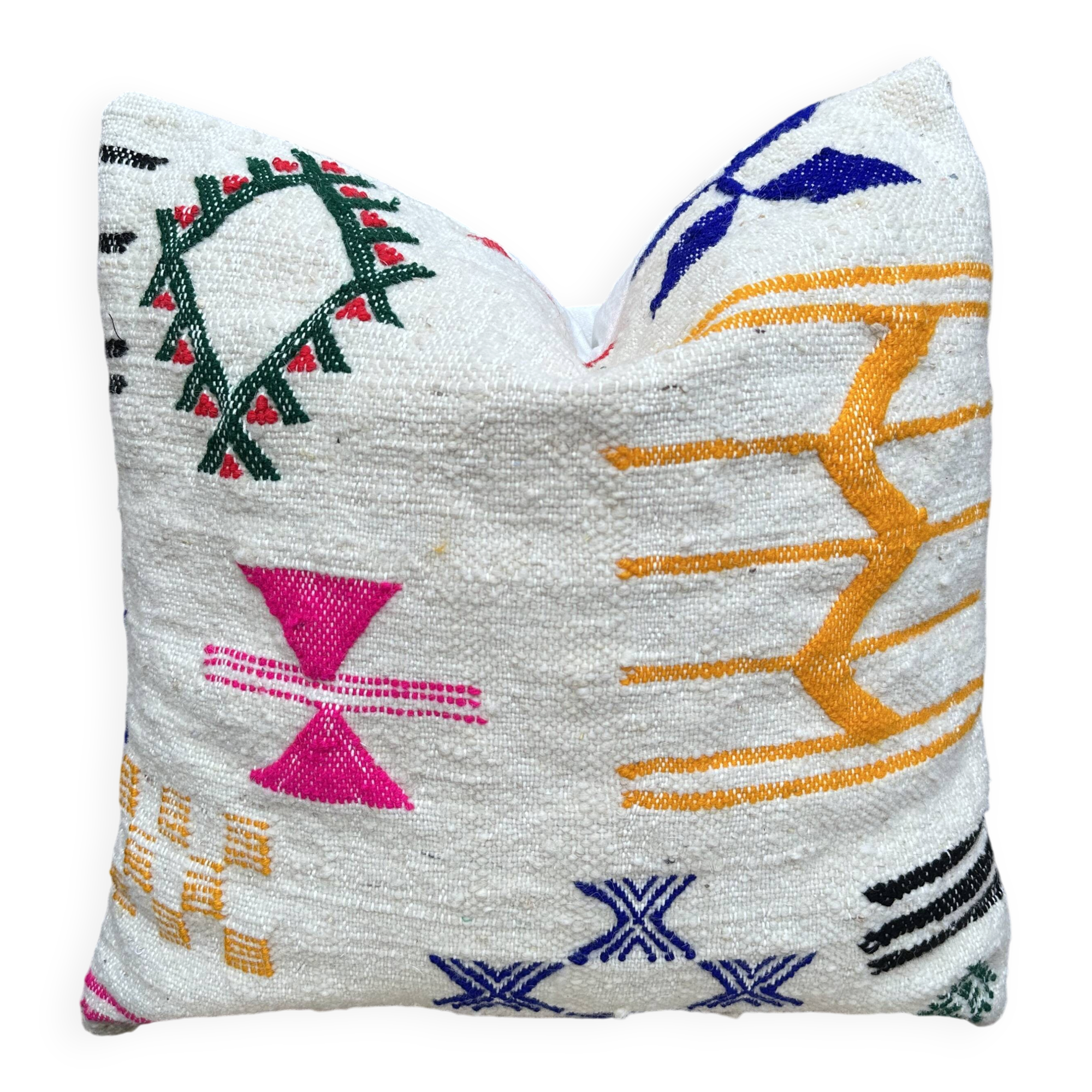 Coussin en laine berbère fait main : Coussin Kilim marocain (45x45cm)