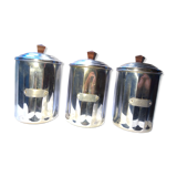 3 metal spice pots, 60s