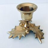 Candlestick in brass holly design