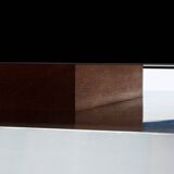Large black lacquered and steel coffee table Nadine Charteret 1972