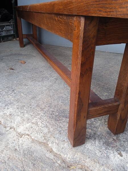 Solid oak bench 2 meters period 1960