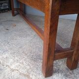 Solid oak bench 2 meters period 1960