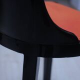 Art Deco Chair in Ebonized Wood, Orange Fabric, France, 1930