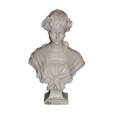 Bust of a woman art nouveau marianne style, beige patina very light