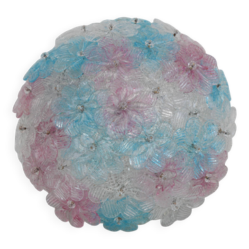 Murano Multicolor Ceiling Light Flower by Seguso for Venini, Italy, 1960s