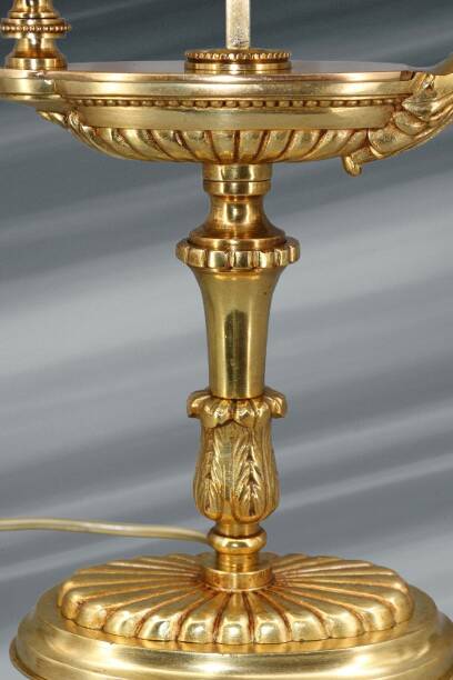 Directoire Style Gilt Solid Bronze Bouillotte Lamp "Lucien Gau"