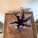 Vintage Cobalt Blue Crystal Vase Sculpture - Murano Style