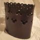 Vintage Magazine Rack Holder Waste Basket Cut Work Brown Leather Oval Shape