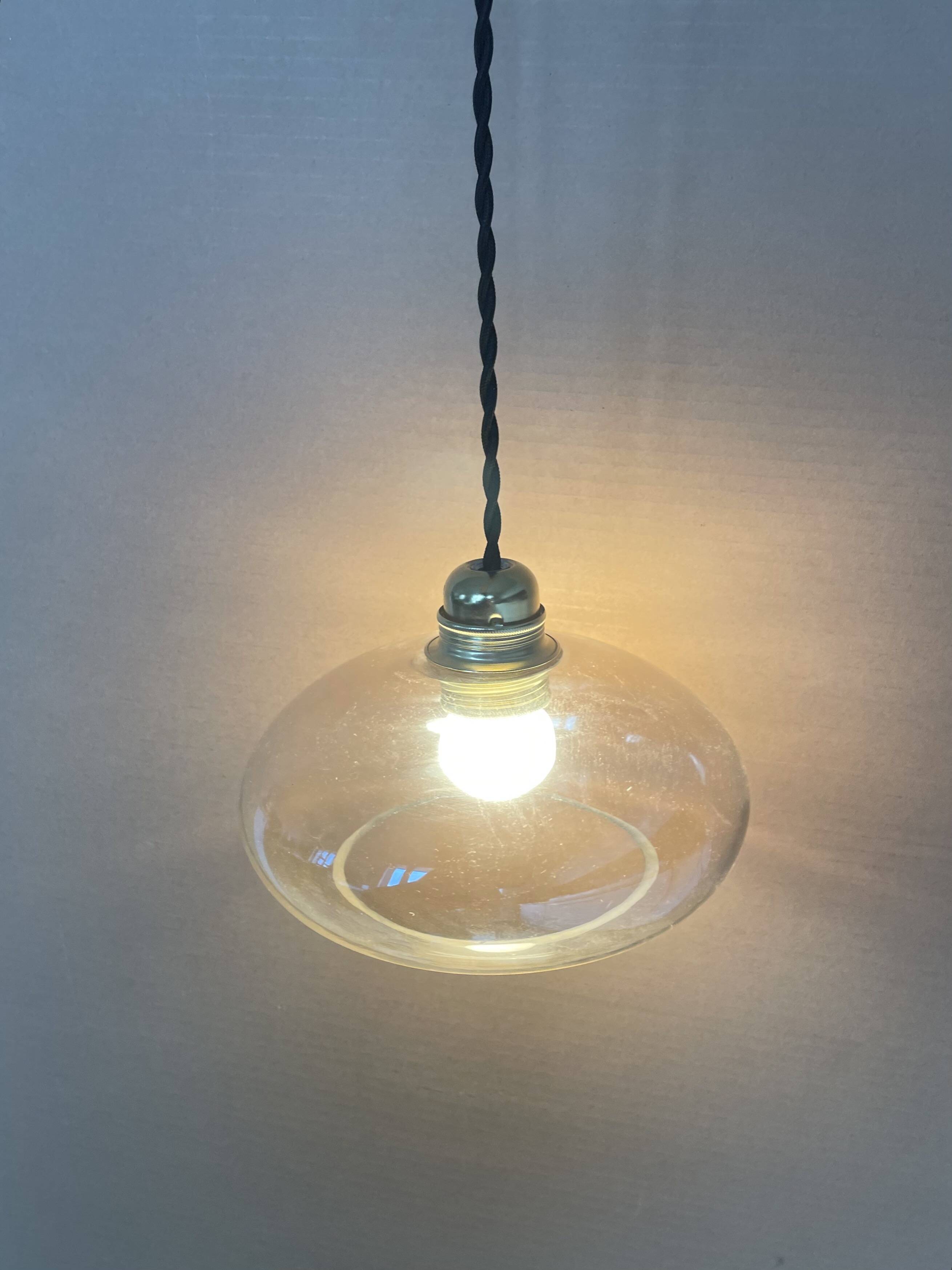 Antique amber glass pendant light