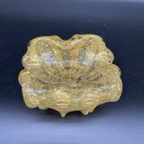Empty pocket, Murano, Archimedes Seguso, yellow, gold, bubbled, stylized flower-forming, blown glass, Italy