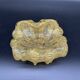 Empty pocket, Murano, Archimedes Seguso, yellow, gold, bubbled, stylized flower-forming, blown glass, Italy